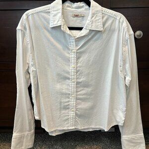 Faherty Stretch Oxford Cropped Shirt-White